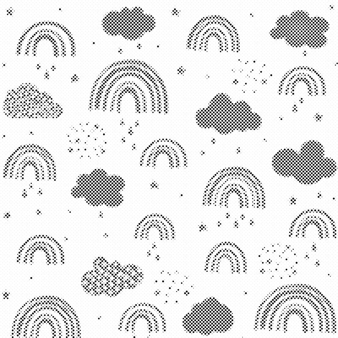 Arc-en-ciel, nuages et gouttes de pluie - Dottingo