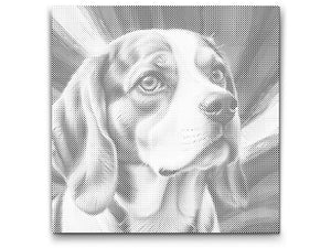 Beagle dans des tons de rouge et de bleu - Dottingo