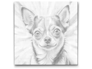Chihuahua dans des tons de rouge et de bleu - Dottingo