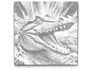 Crocodile dans des tons de turquoise et orange - Dottingo
