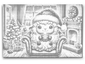 Mouton de Noël avec une tasse de café - Dottingo