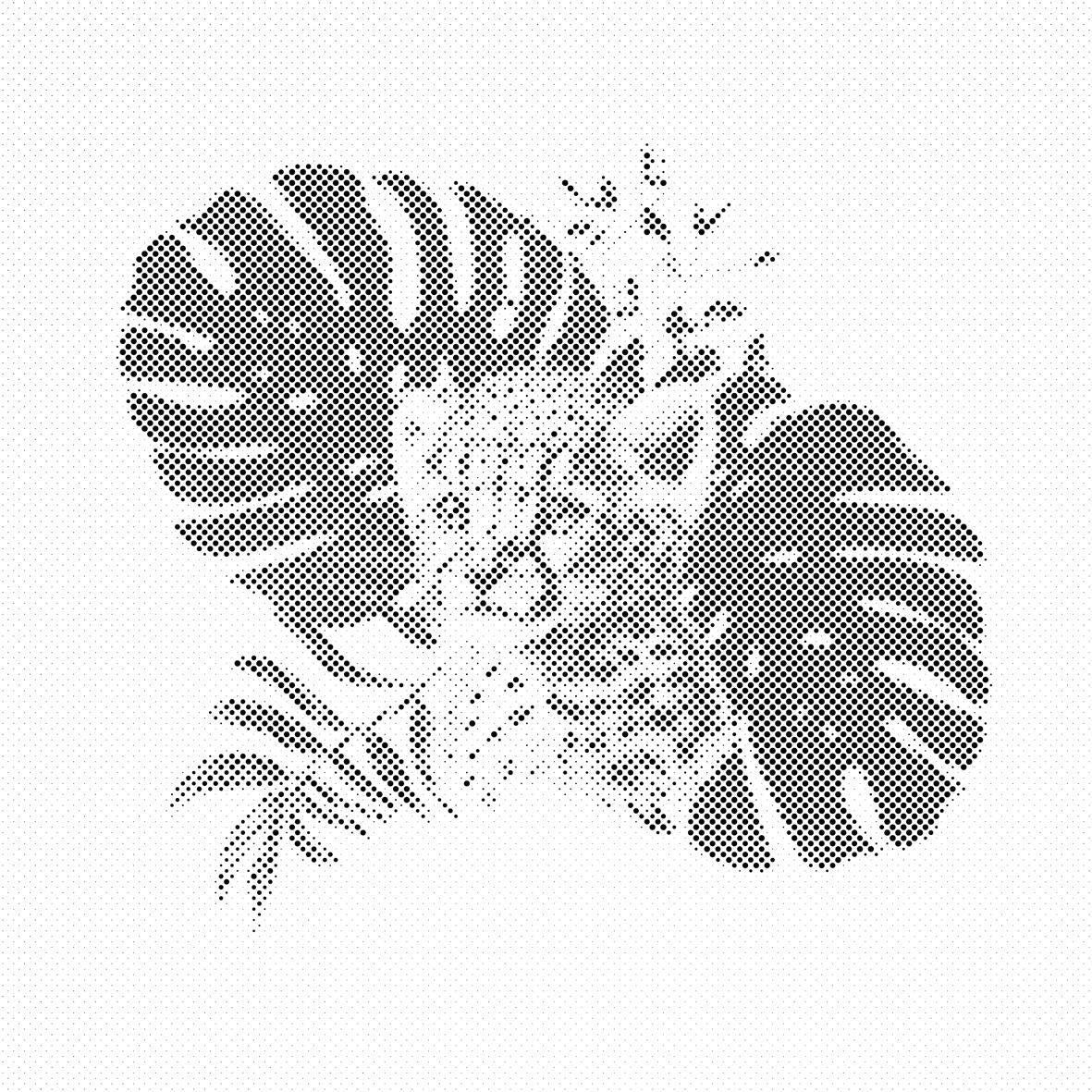 Le petit léopard et la plante monstera - Dottingo