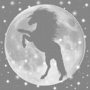 Silhouette d'un cheval sur la Lune - Dottingo