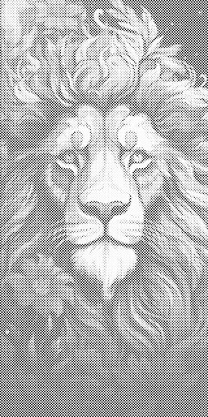 Lion dans les fleurs - Dottingo