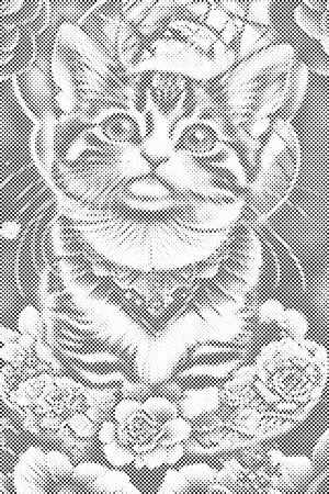 Chaton entouré de fleurs - Dottingo