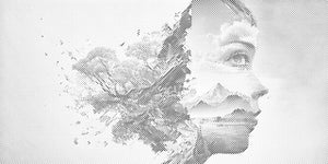 Visage, montagne, arbre - Dottingo