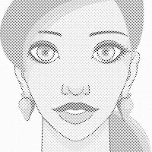Femme avec des boucles d'oreilles fraise - Dottingo