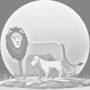 Lion avec lionceau - Dottingo