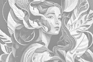 Femme parmi les feuilles - Dottingo
