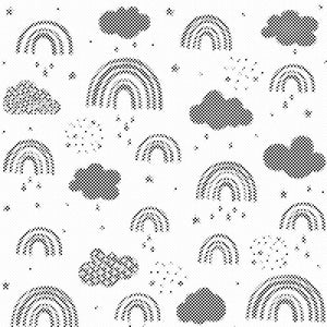 Arc-en-ciel, nuages et gouttes de pluie - Dottingo